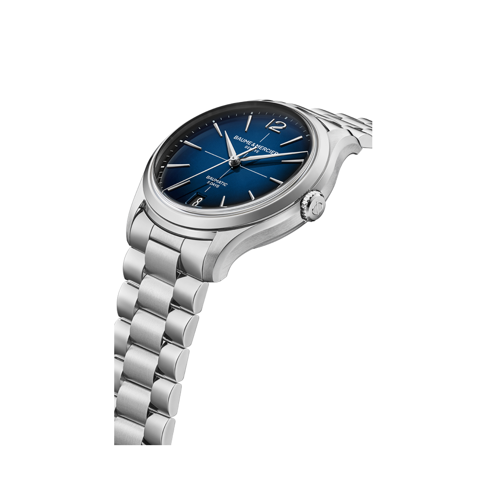 CLIFTON MENS AUTOMATIC 39 MM WATCH SILVER / BLUE
