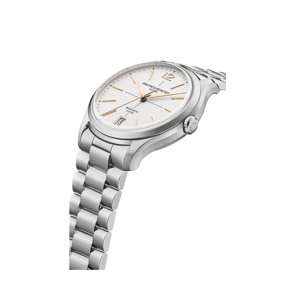 CLIFTON MENS AUTOMATIC 39 MM WATCH SILVER / WHITE