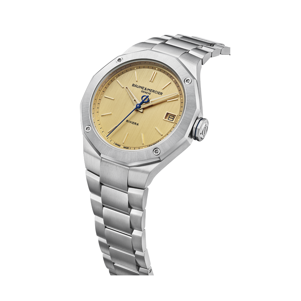 RIVIERA DEDECAGONAL MENS AUTOMATIC 39MM WATCH SILVER / BRASS