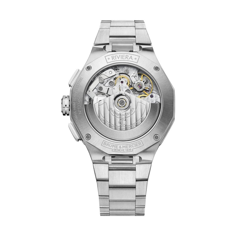 RIVIERA MENS CHRONOGRAPH AUTOMATIC WATCH SILVER / BLUE