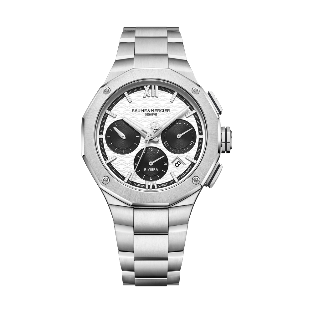 RIVIERA MENS CHRONOGRAPH AUTOMATIC WATCH SILVER / WHITE