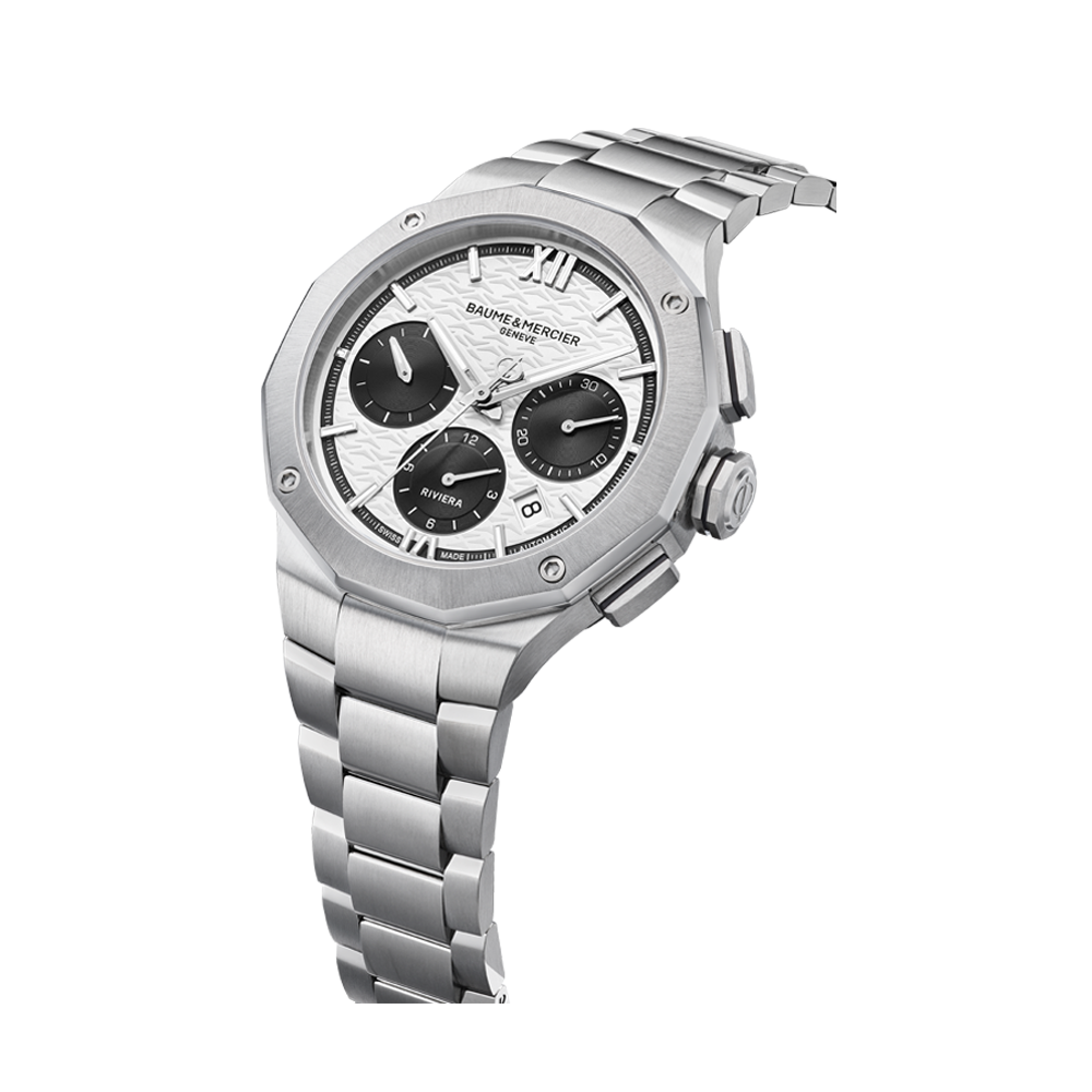 RIVIERA MENS CHRONOGRAPH AUTOMATIC WATCH SILVER / WHITE