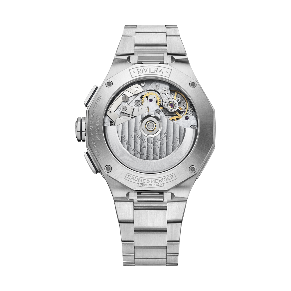 RIVIERA MENS CHRONOGRAPH AUTOMATIC WATCH SILVER / WHITE