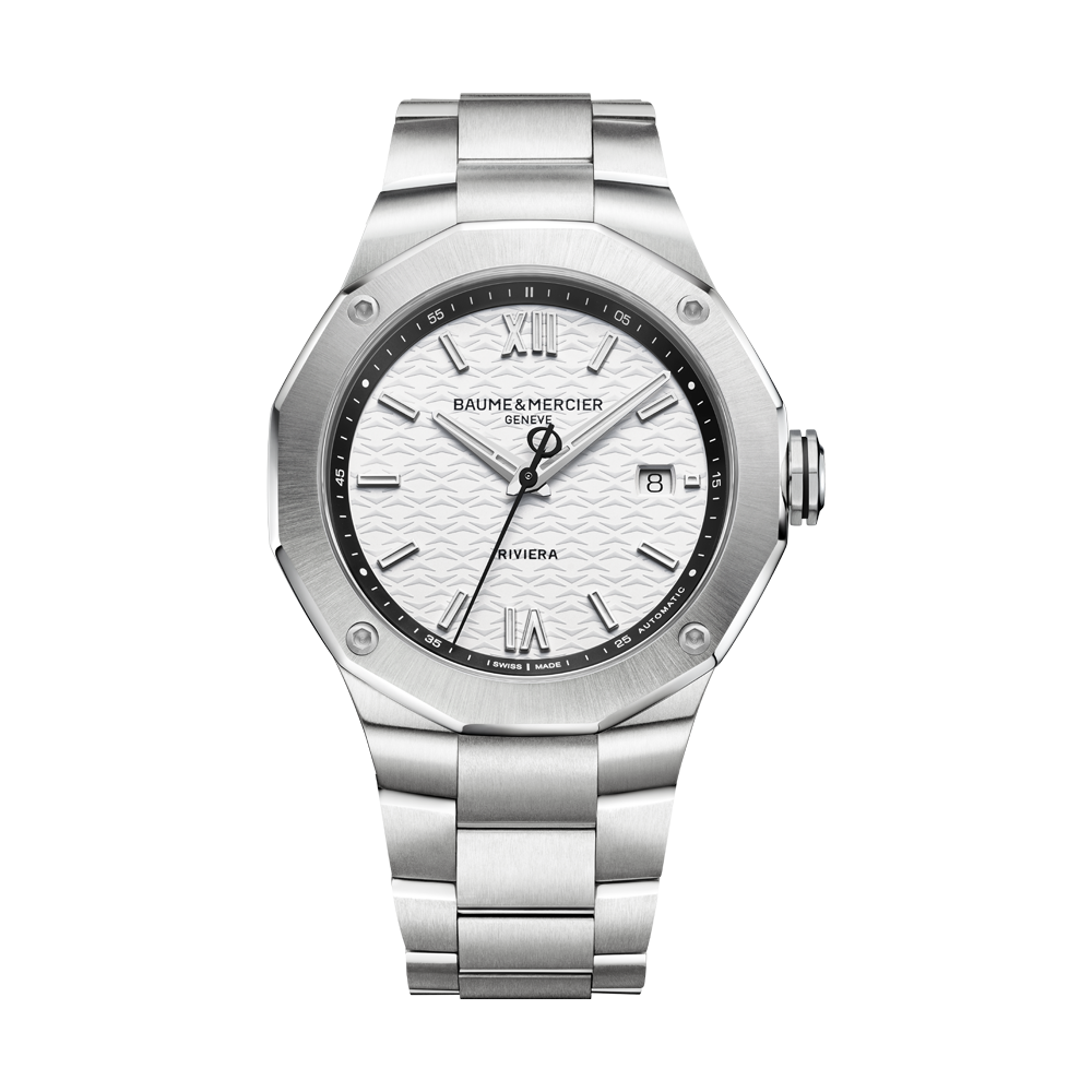 RIVIERA MENS AUTOMATIC 42MM WATCH SILVER / WHITE