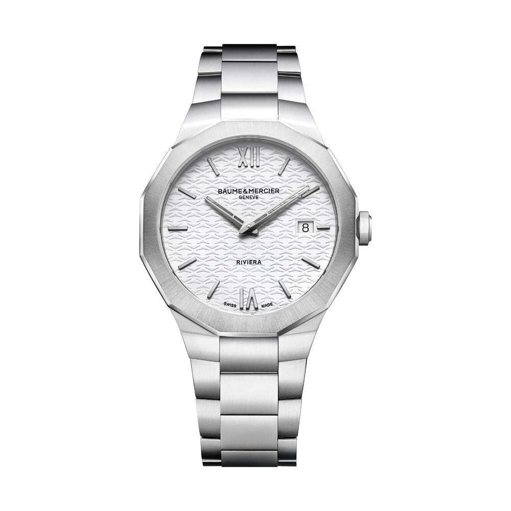 RIVIERA MENS QUARTZ 39 MM WATCH SILVER / WHITE