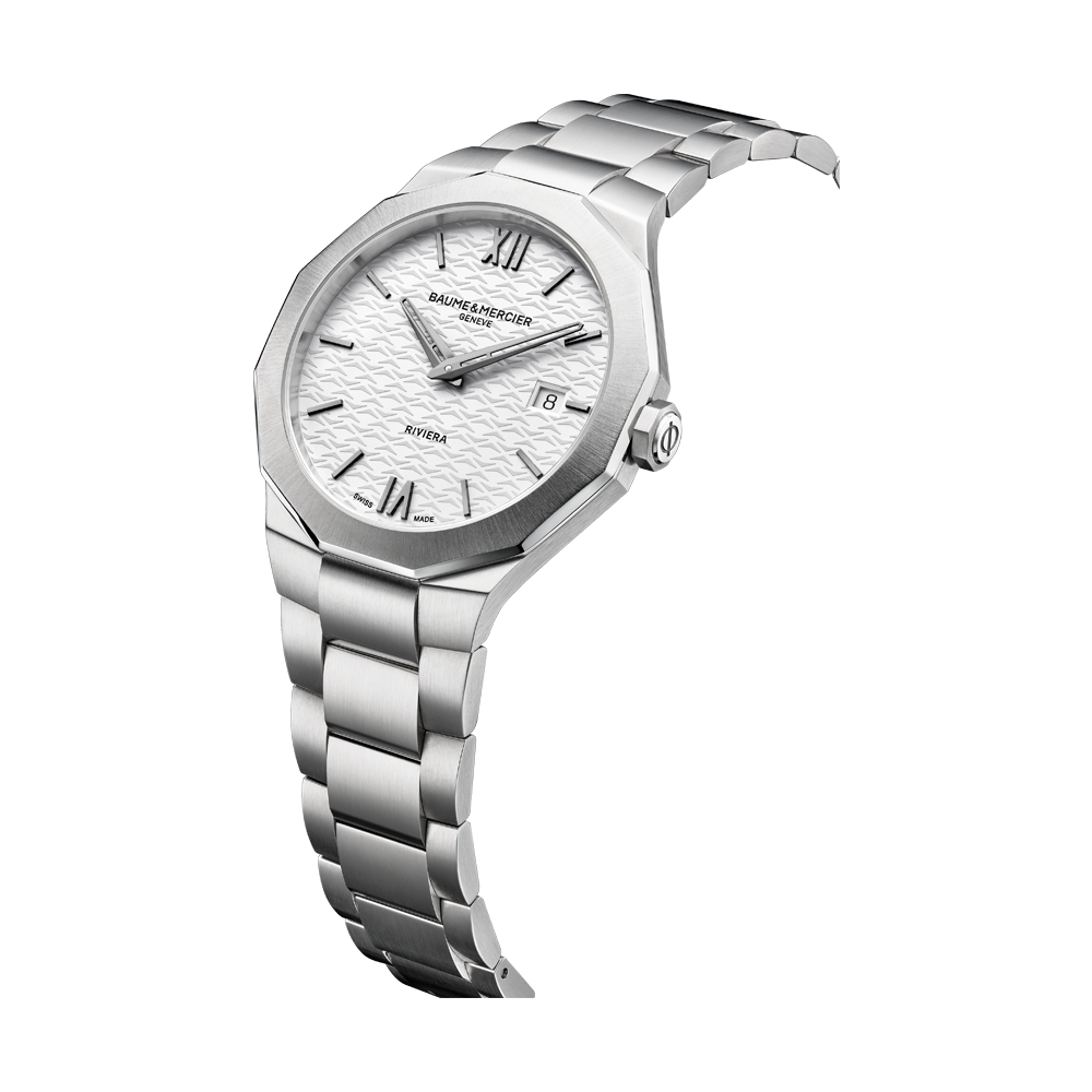 RIVIERA MENS QUARTZ 39 MM WATCH SILVER / WHITE