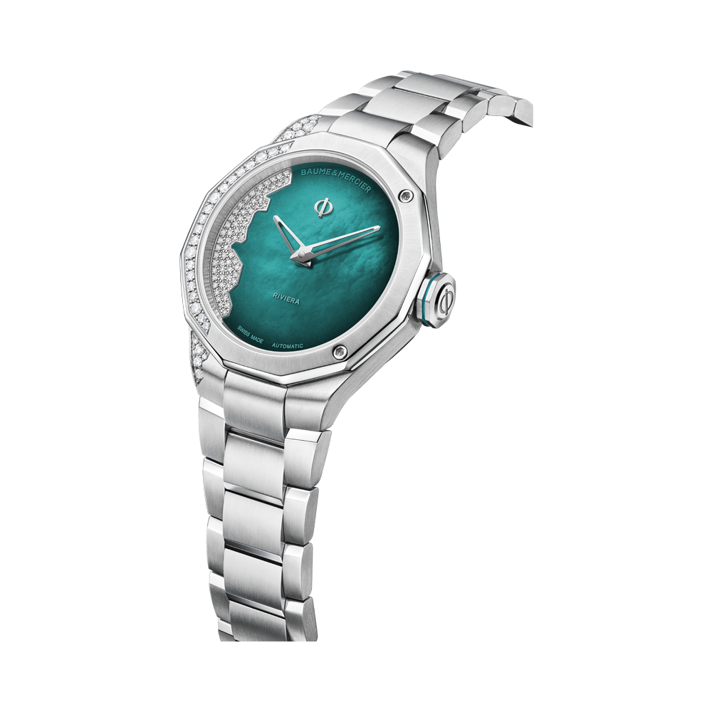 RIVIERA LADIES DIAMOND AUTOMATIC WATCH SILVER / BLUE