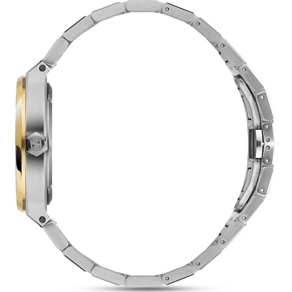 Haussman 32MM Roman Numeral Watch STAINLESS STEEL & IP GOLD PLATED / WHITE