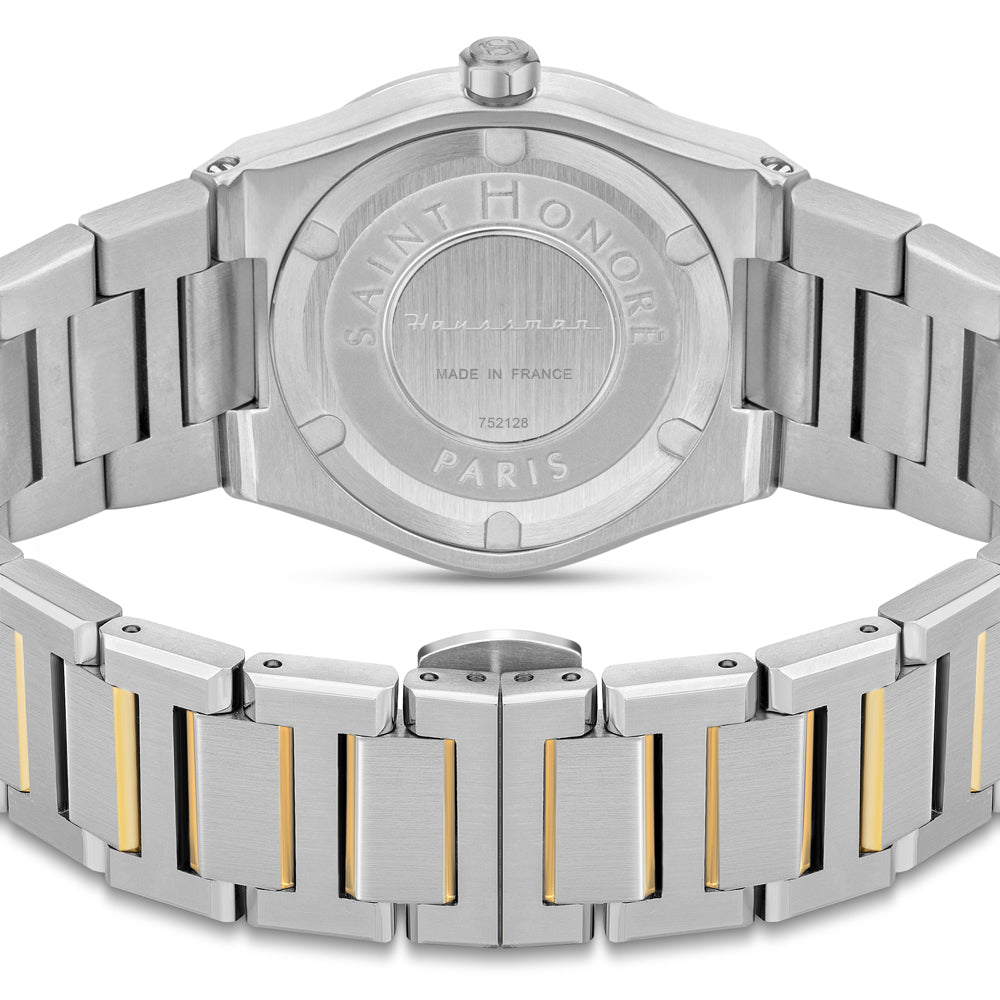 Haussman 32MM Roman Numeral Watch STAINLESS STEEL & IP GOLD PLATED / WHITE