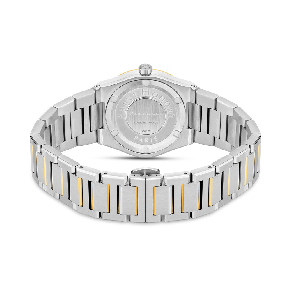 Haussman 32MM Diamond Grey MOP Watch STAINLESS STEEL & IP GOLD PLATED / WHITE MOP