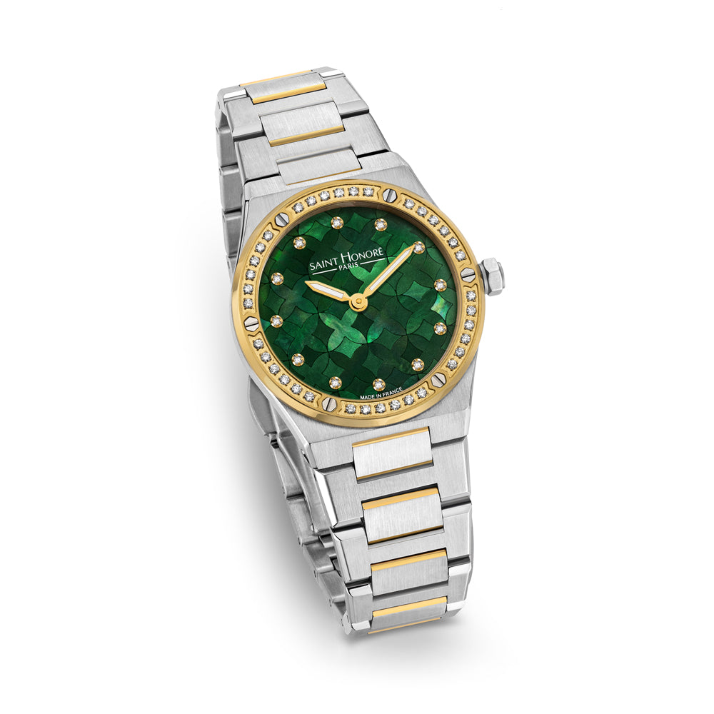 Haussman Women's Analog Watch Silver/Gold/Green