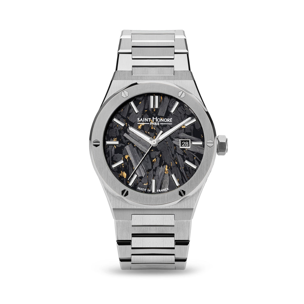 New Haussmann Men's Analog Watch Black/Silver/Rose Gold