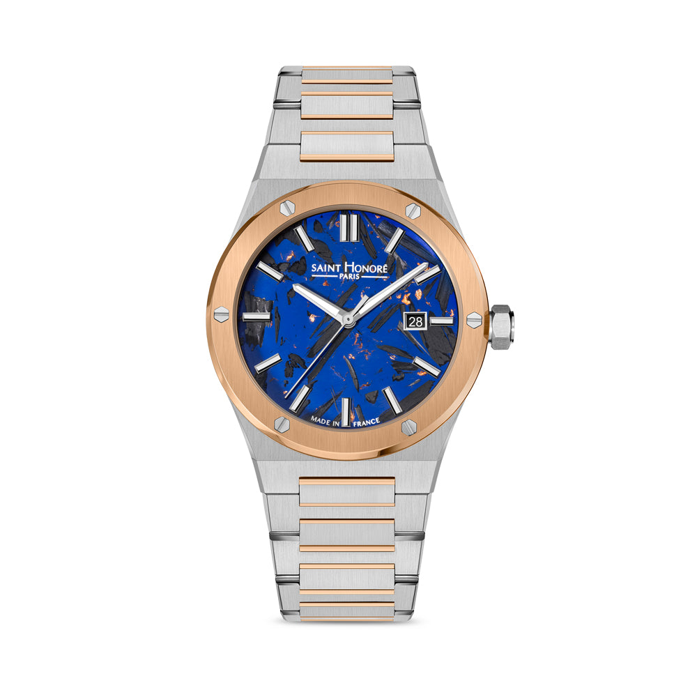 New Haussmann Men's Analog Watch Blue/Silver/Rose Gold