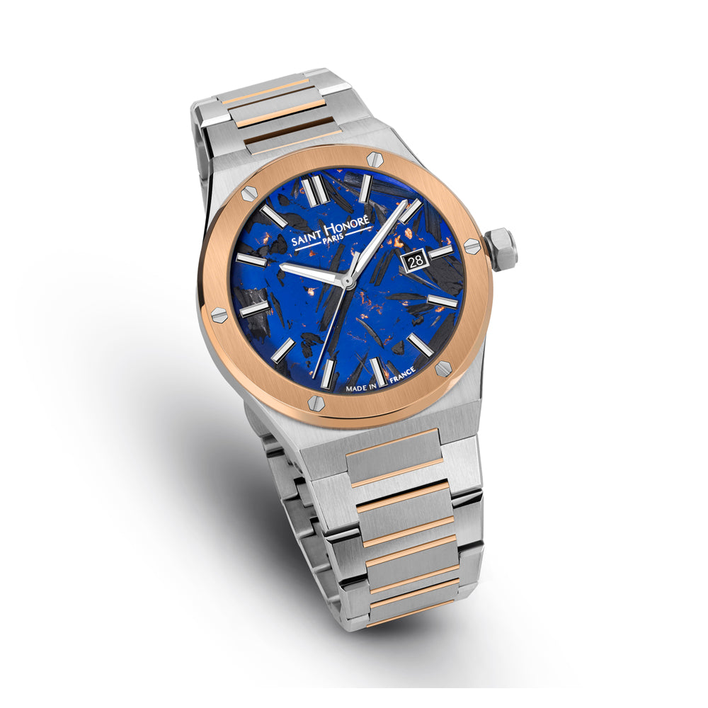 New Haussmann Men's Analog Watch Blue/Silver/Rose Gold