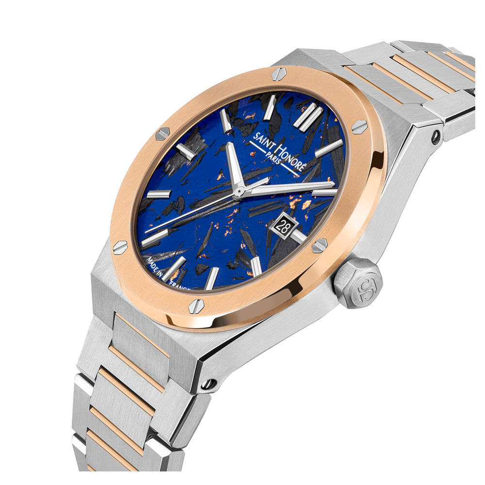 New Haussmann Men's Analog Watch Blue/Silver/Rose Gold