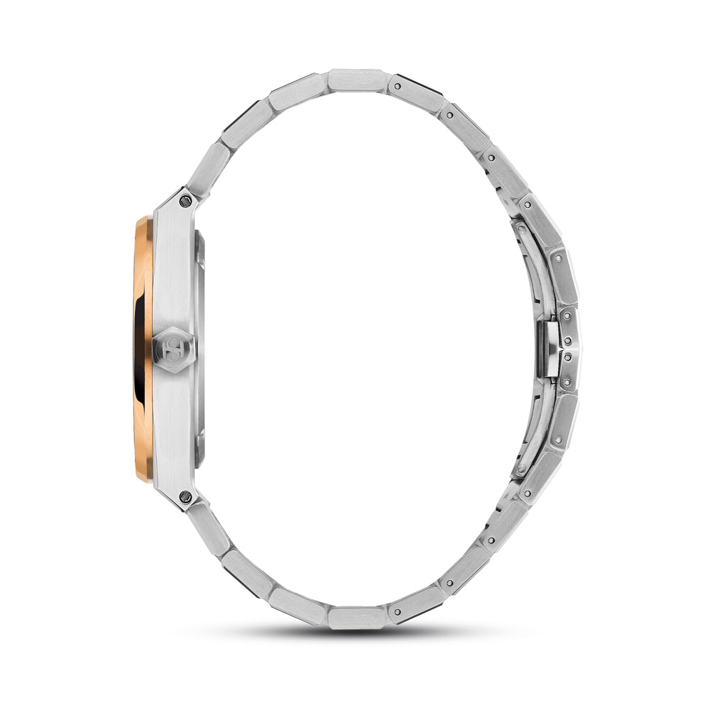 New Haussmann Men's Analog Watch Blue/Silver/Rose Gold