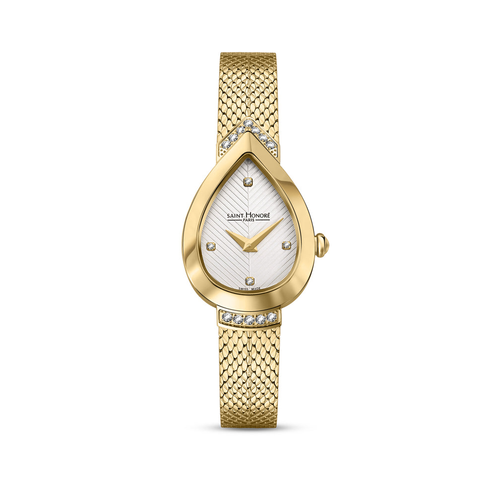 Petit Palais Diamond Watch IP GOLD PLATED / WHITE