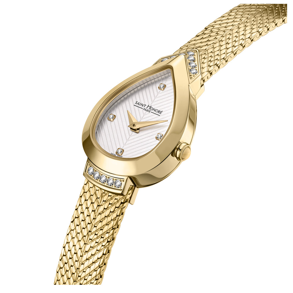 Petit Palais Diamond Watch IP GOLD PLATED / WHITE