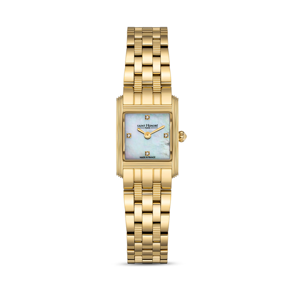 Palais Royal Mini White Diamond Watch IP GOLD PLATED / WHITE MOP