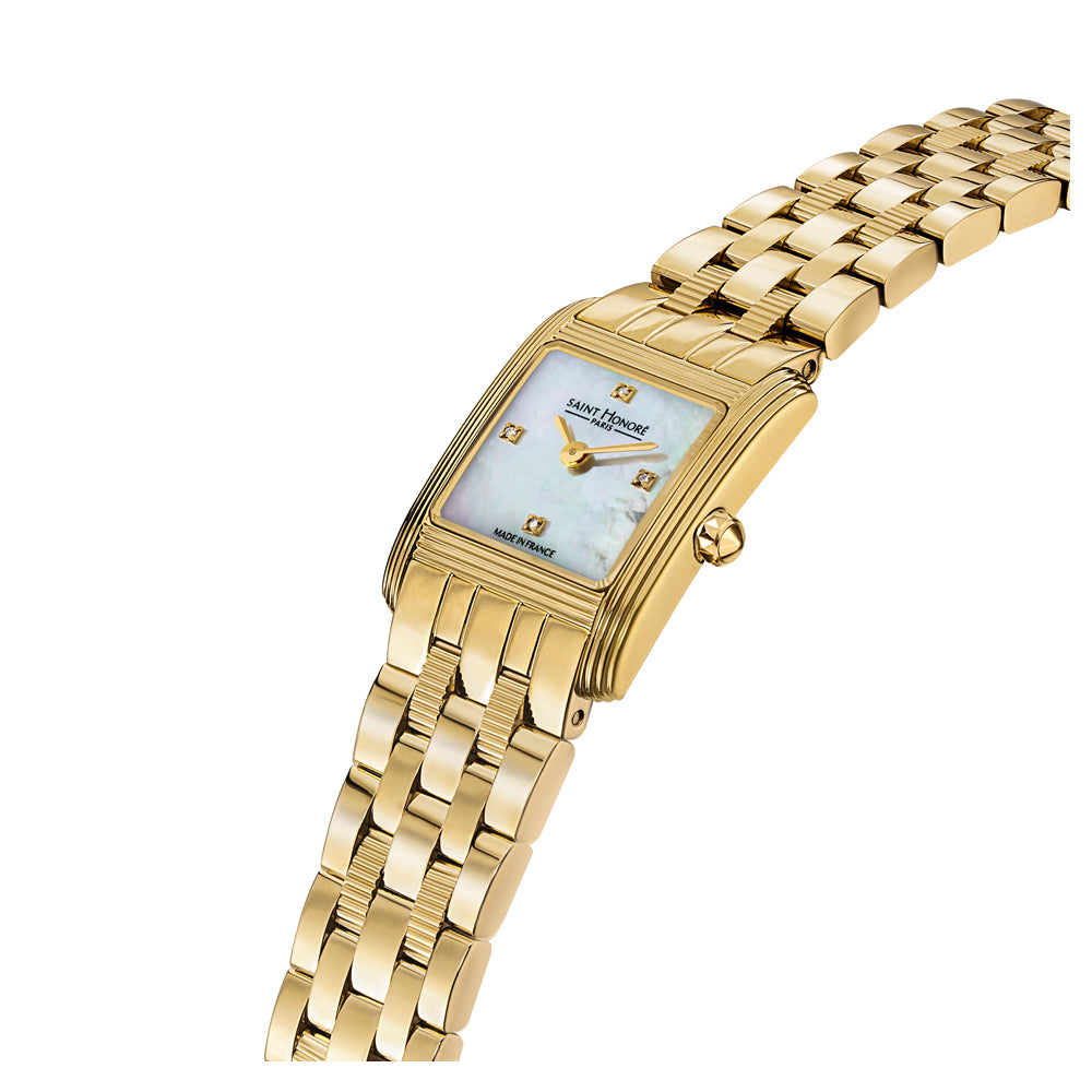 Palais Royal Mini White Diamond Watch IP GOLD PLATED / WHITE MOP
