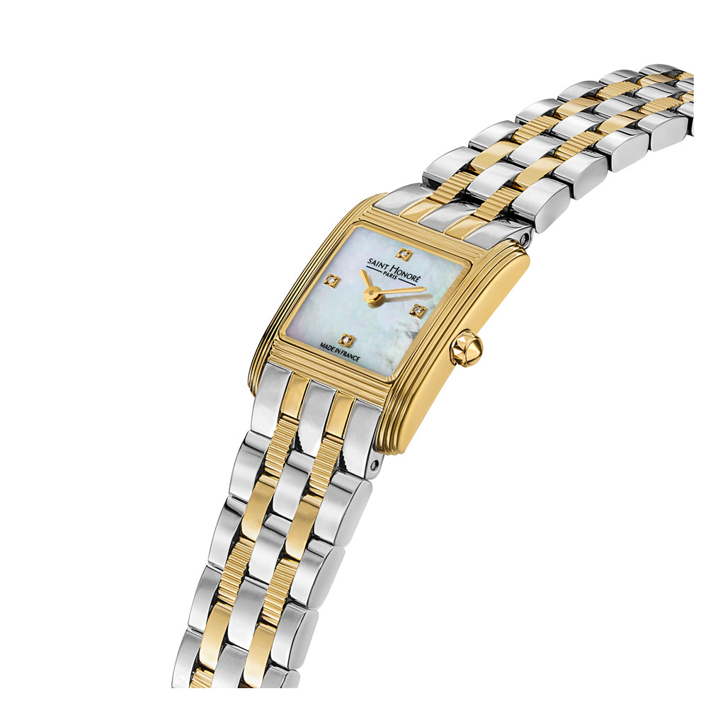 Palais Royal Mini White Diamond Watch STAINLESS STEEL & IP GOLD PLATED / WHITE MOP