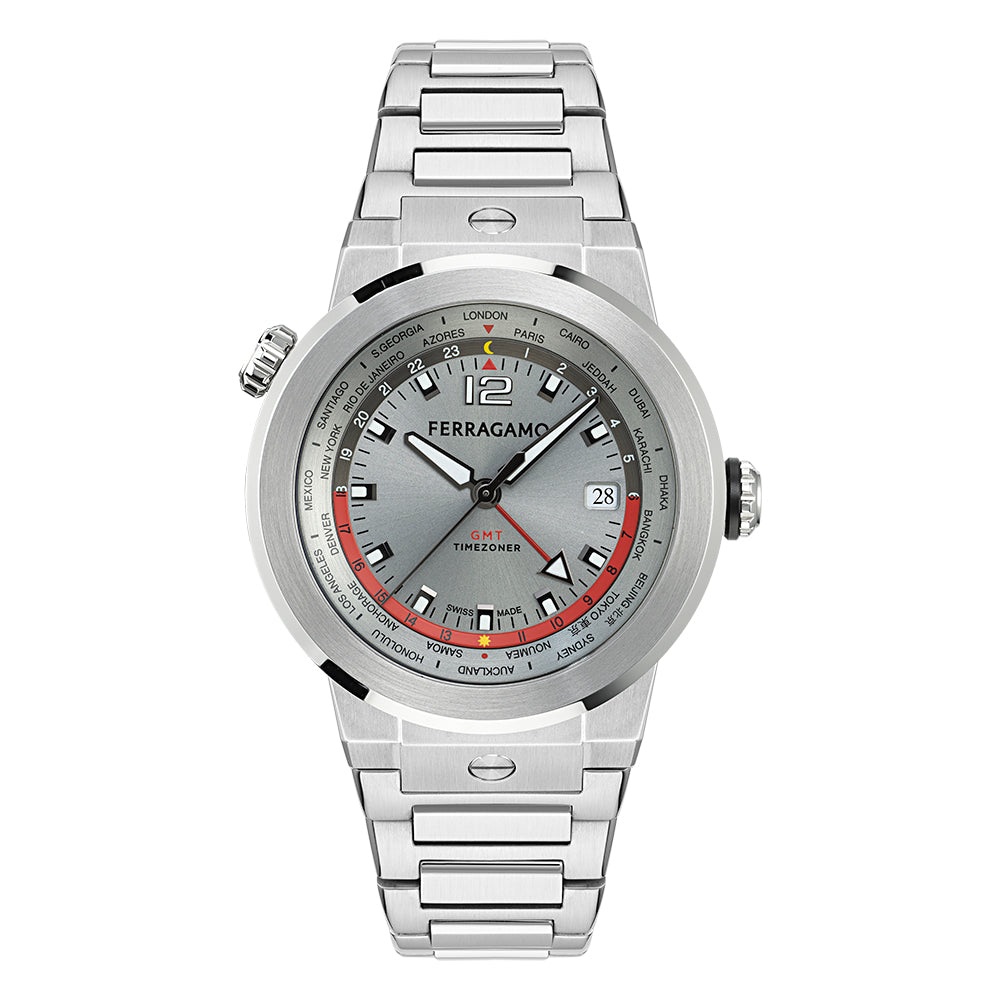 Salvatore  Ferragamo Gmt Worldtime Stainless Steel / Gray
