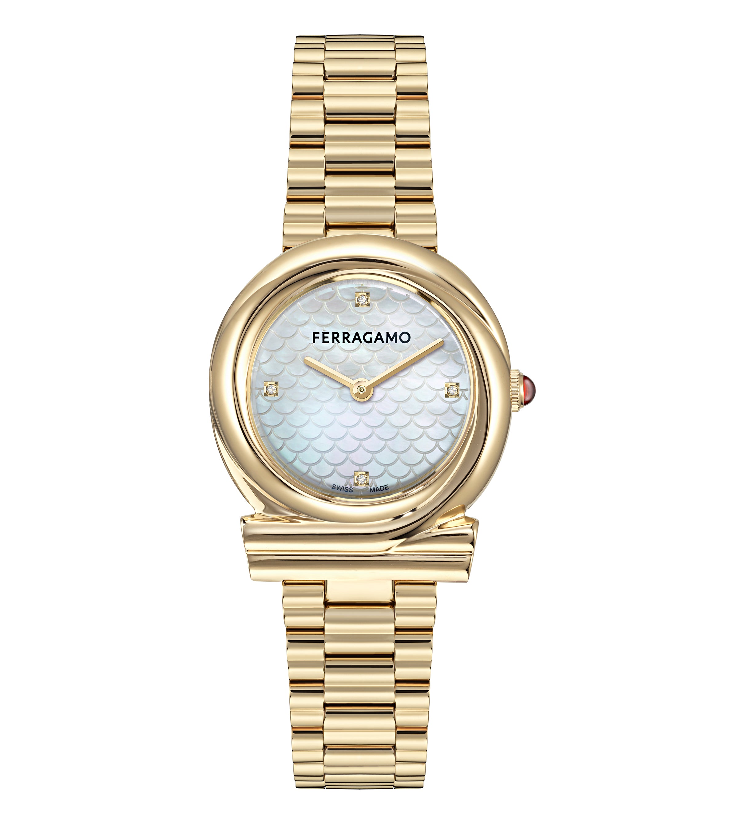 Salvatore  Ferragamo Gancini Twisted Gold / White