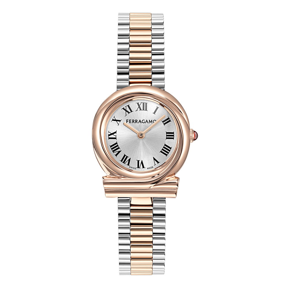 Salvatore  Ferragamo Gancini Twisted 28Mm-F Rose Gold & Silver / Silver