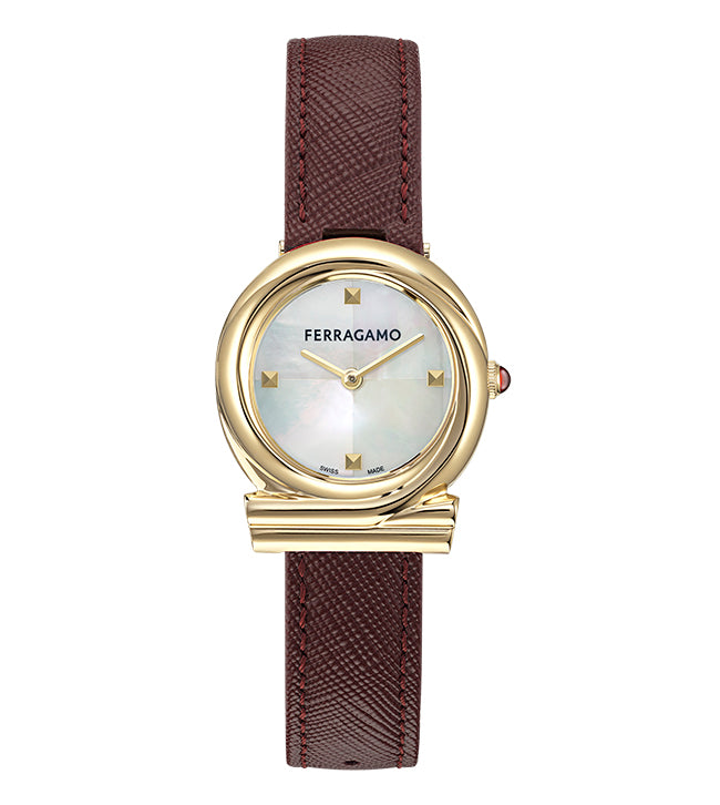 Salvatore  Ferragamo Gancini Twisted Burgundy / White