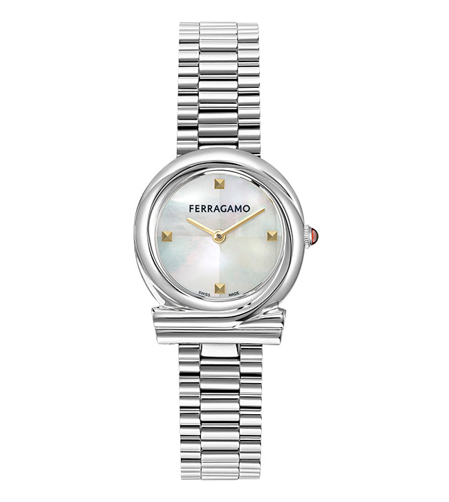 Salvatore  Ferragamo Gancini Twisted Silver / White