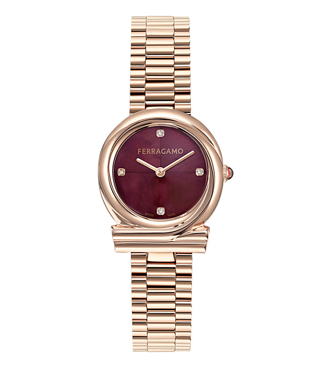 Salvatore  Ferragamo Gancini Twisted Rose Gold / Burgundy