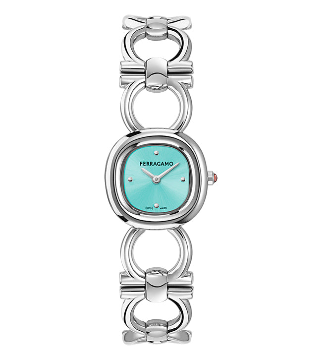 Salvatore  Ferragamo Double Gancini Jewel Silver / Light Blue
