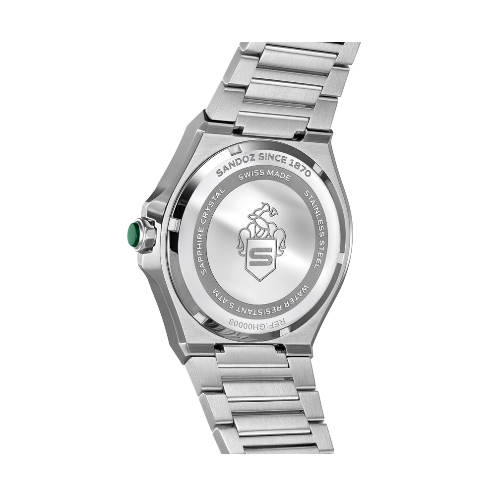 CDF 75 GENTS QUARTZ 3H DATE Dark Blue Brushed Dial with Embossed Lines / Silver Colour 316L Stainless Steel Bracelet and Butterfly Buckle