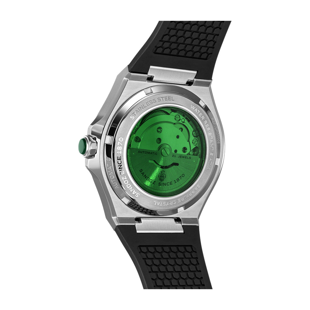 CDF 75 GENTS AUTOMATIC 3H DATE Anthracite Brushed Dial with Embossed Lines / Black High Resistance FKM Rubber Strap with Silver Colour Butterfuly Buckle