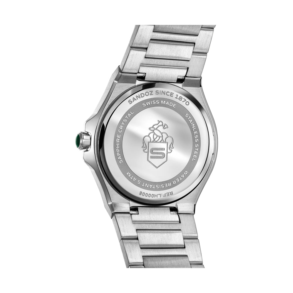CDF 75 LADIES QUARTZ 3H DATE Dark Blue Brushed Dial with Embossed Lines / Silver Colour 316L Stainless Steel Bracelet and Butterfly Buckle