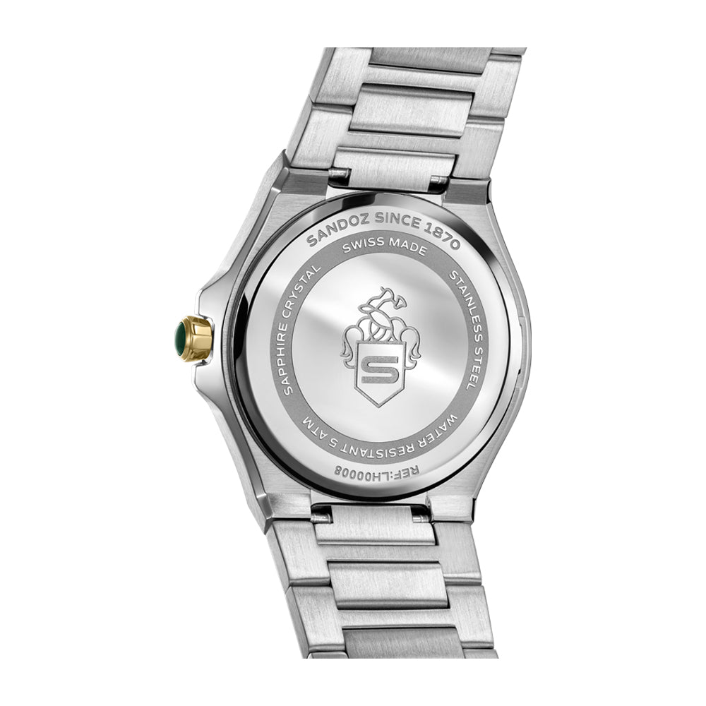 CDF 75 LADIES QUARTZ 3H DATE White Mother of Pearl / 2-tone Silver Colour and Gold Plated 316L Stainless Steel Bracelet and Butterfly Buckle