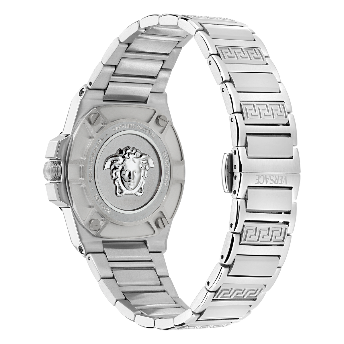 Versace Greca Reaction Stainless Steel / Light Blue