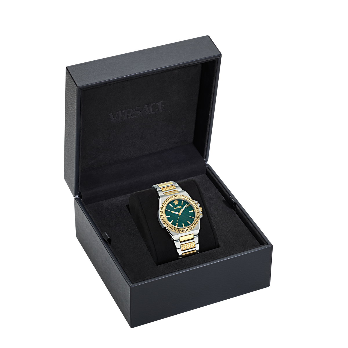 Versace Greca Reaction SS & Yellow Gold Tone / Green