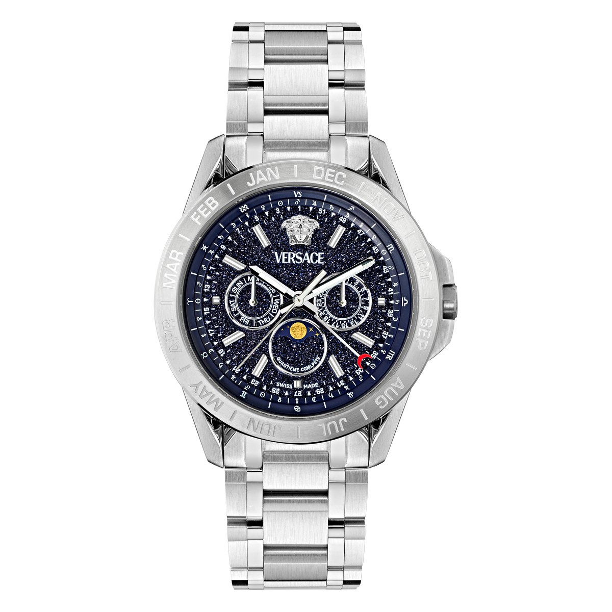 Versace Galaxy Moonph.Chr Stainless Steel / Blue