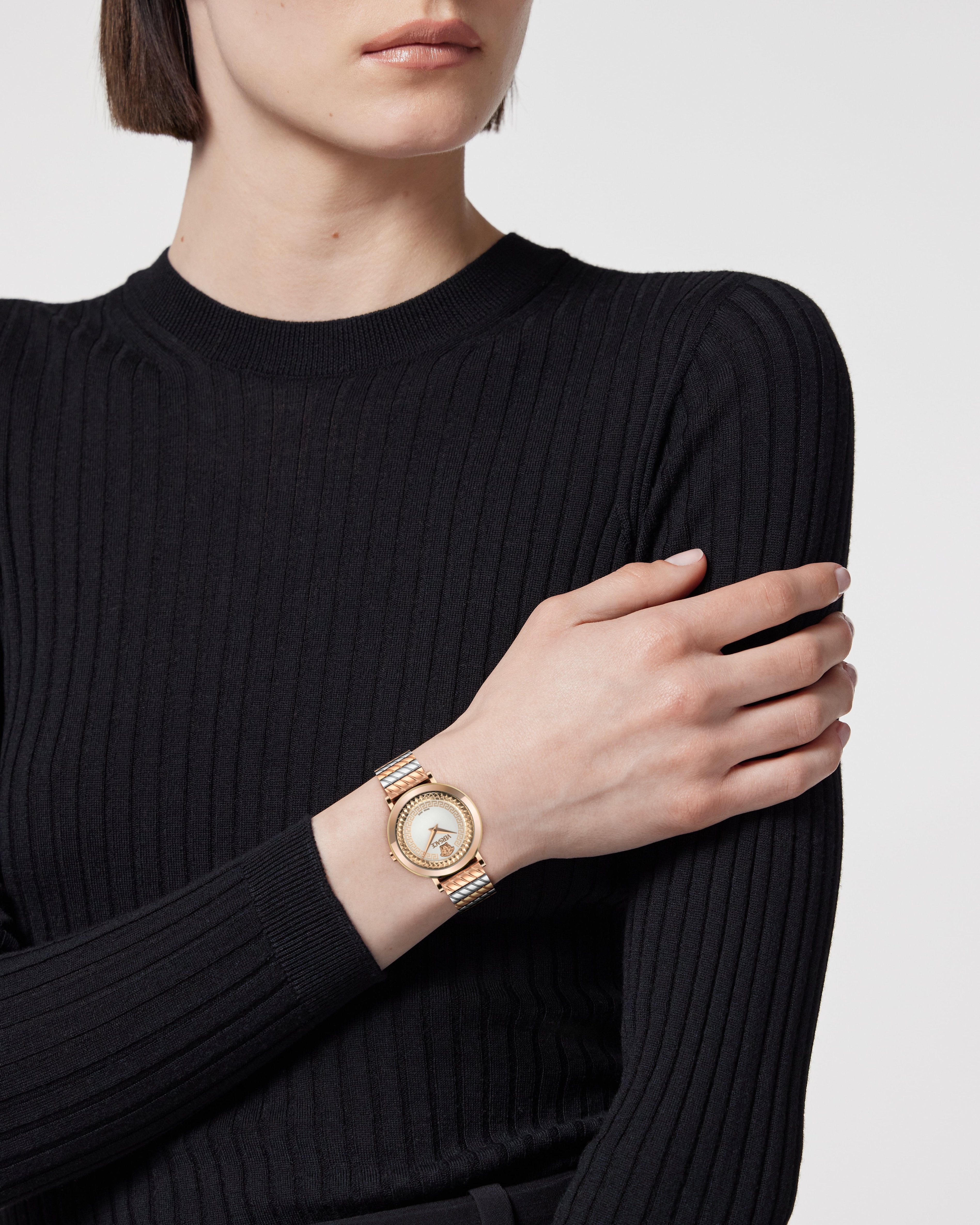 Versace Delphinus SS & Rose Gold Tone / White-Silver