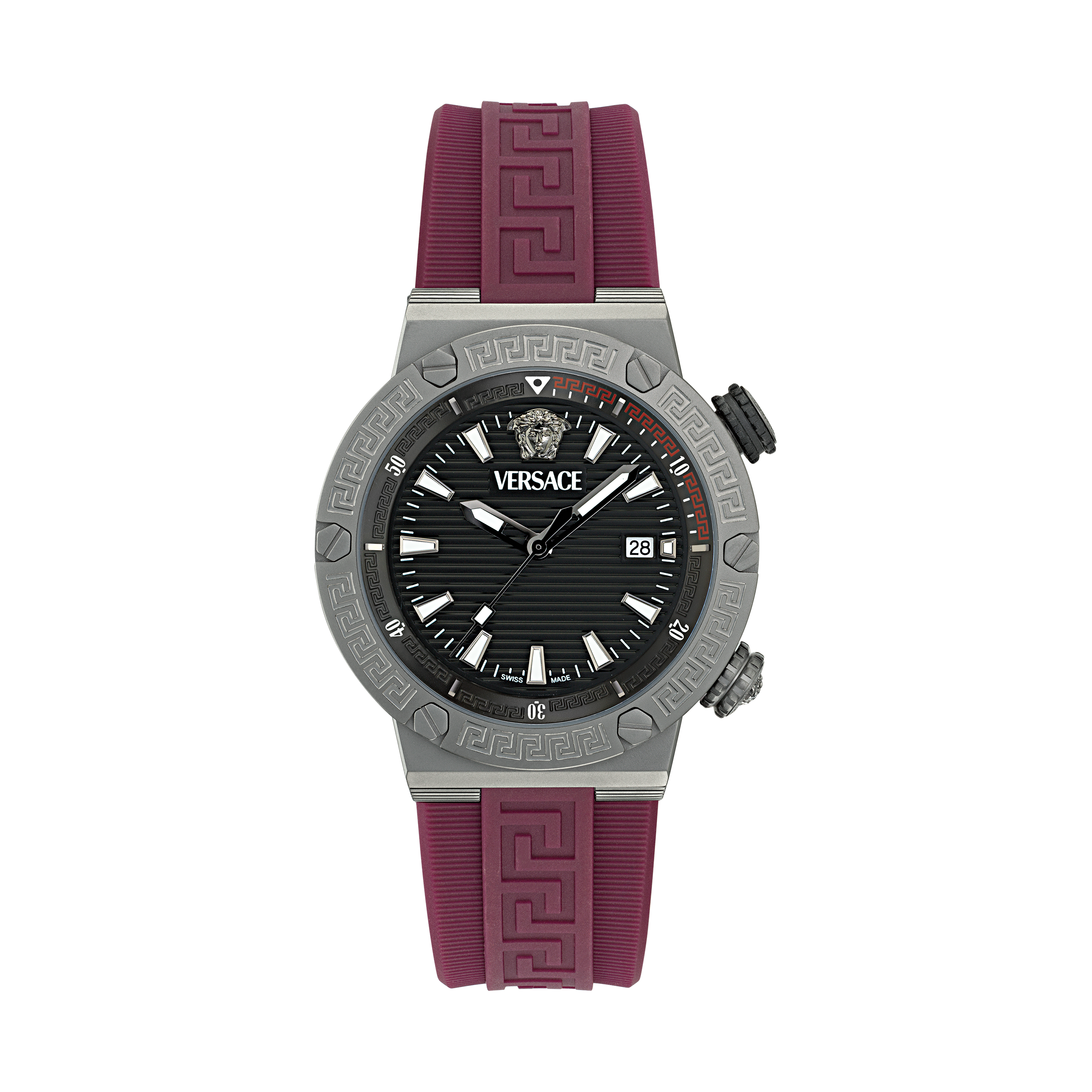 Versace Greca Logo Red Wine / BLACK-GUN & RED