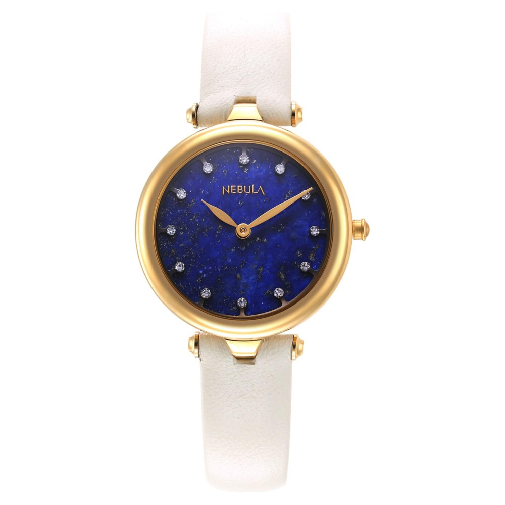 Nebula Quartz Analog Blue Dial 18 Karat Gold Strap Watch for Women