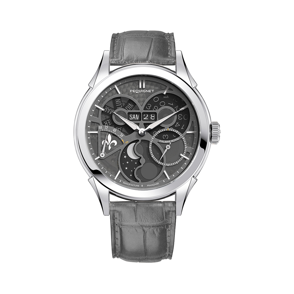 Royale Saphir watch, grey dial, date and moonphase
