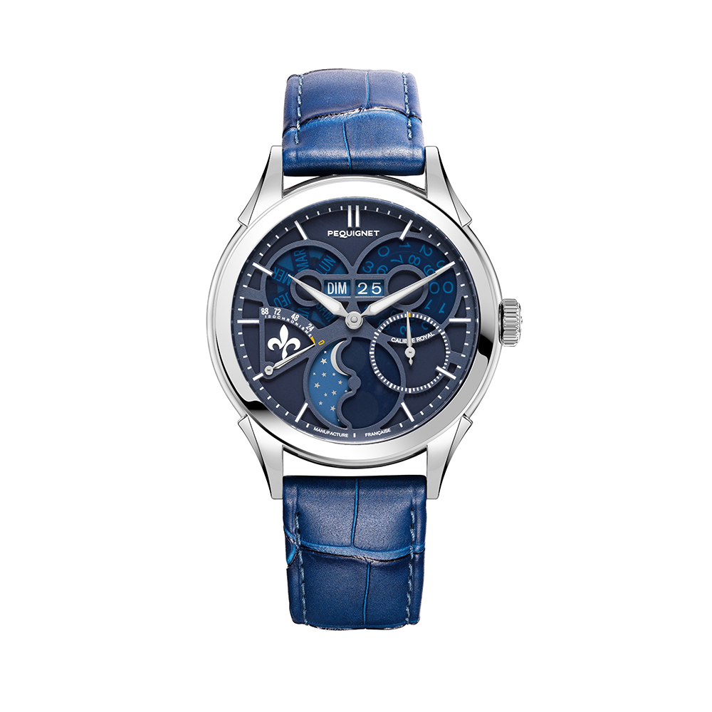 Royale Saphir watch, blue dial, date and moonphase