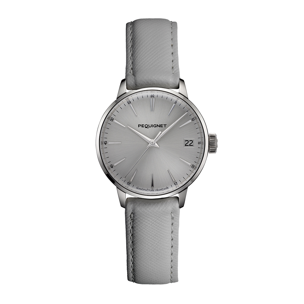 Attitude watch, grey dial, grey leather strap Attitude watch, grey dial, grey leather strap