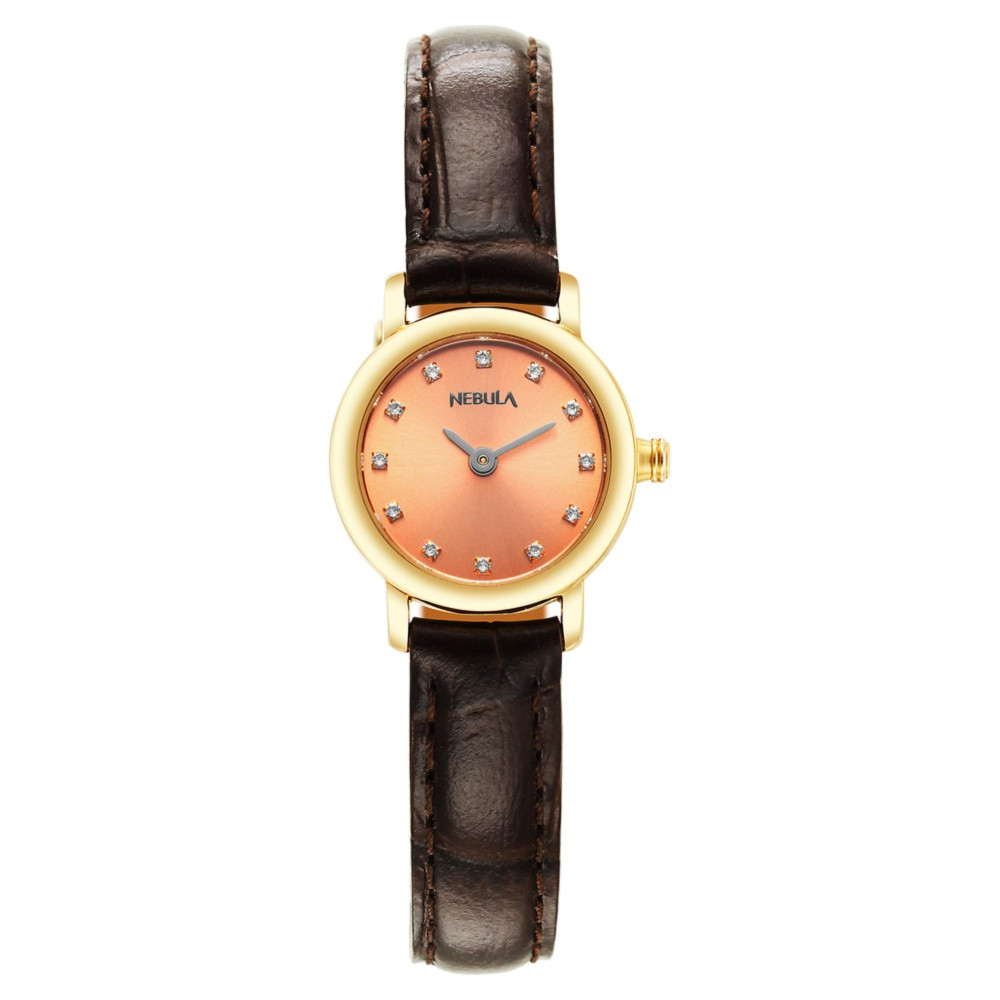 Titan Nebula Golden Dial Analog Leather Strap Watch for Women