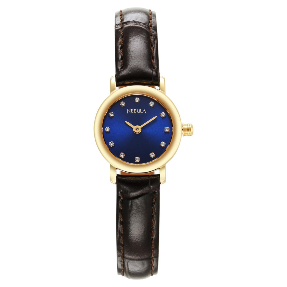 Nebula Quartz Analog Blue Dial 18 Karat Gold Strap Watch for Women