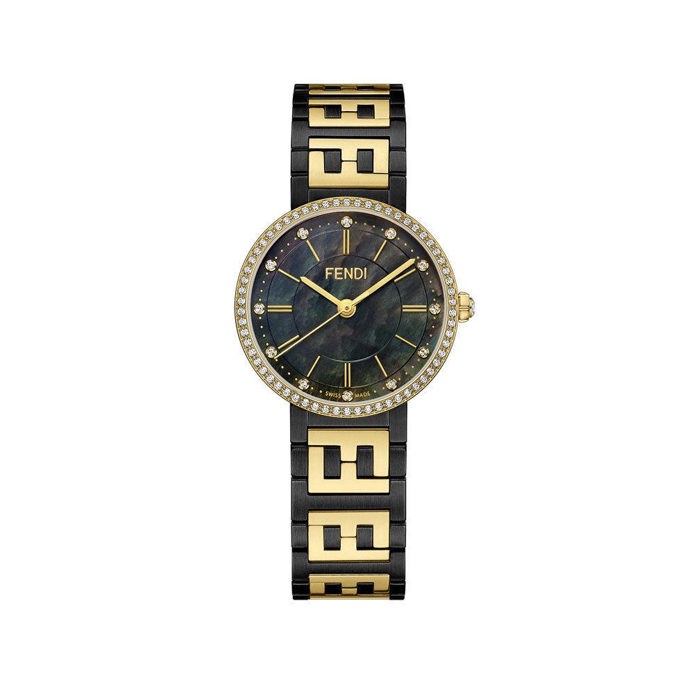 Forever Fendi Black And Yellow Gold Colored Watch
