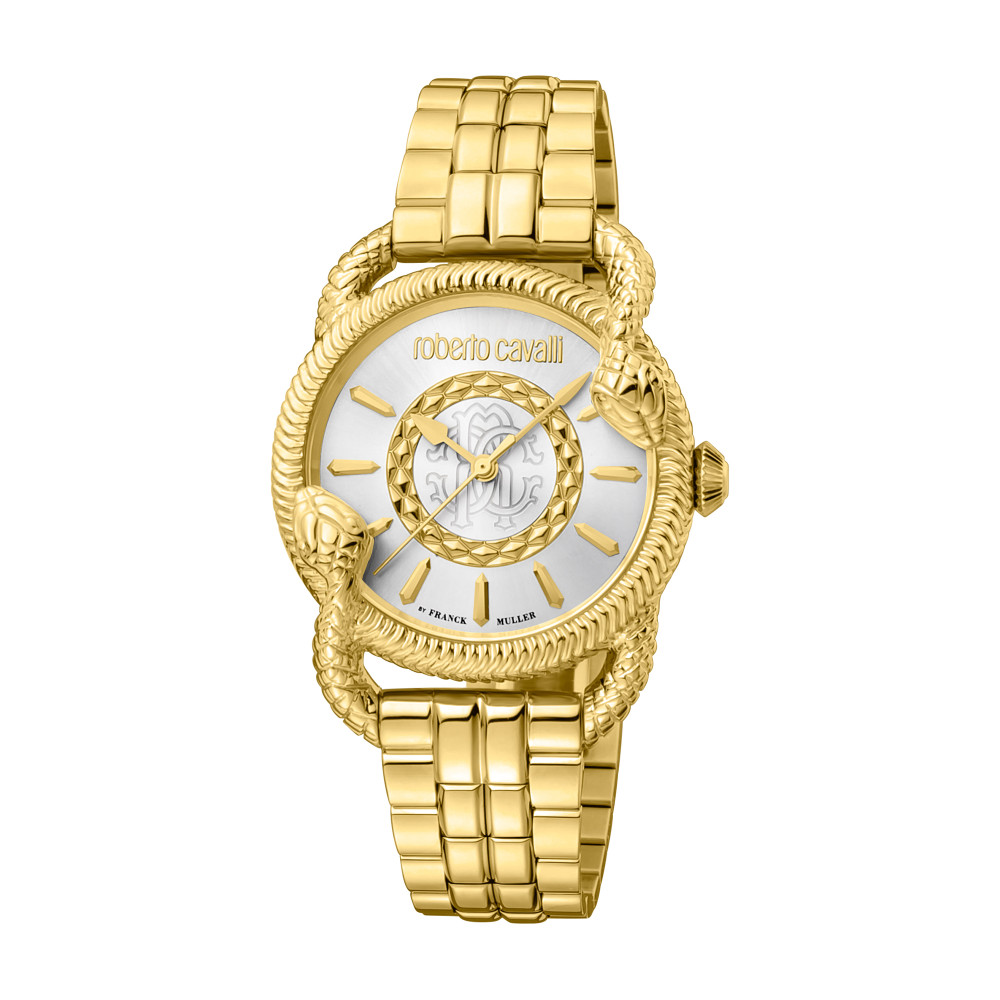 RC by FM Women Watch, Gold Color Case, Silver Dial, Gold Color Metal Bracelet,3 Hands, 5 ATM