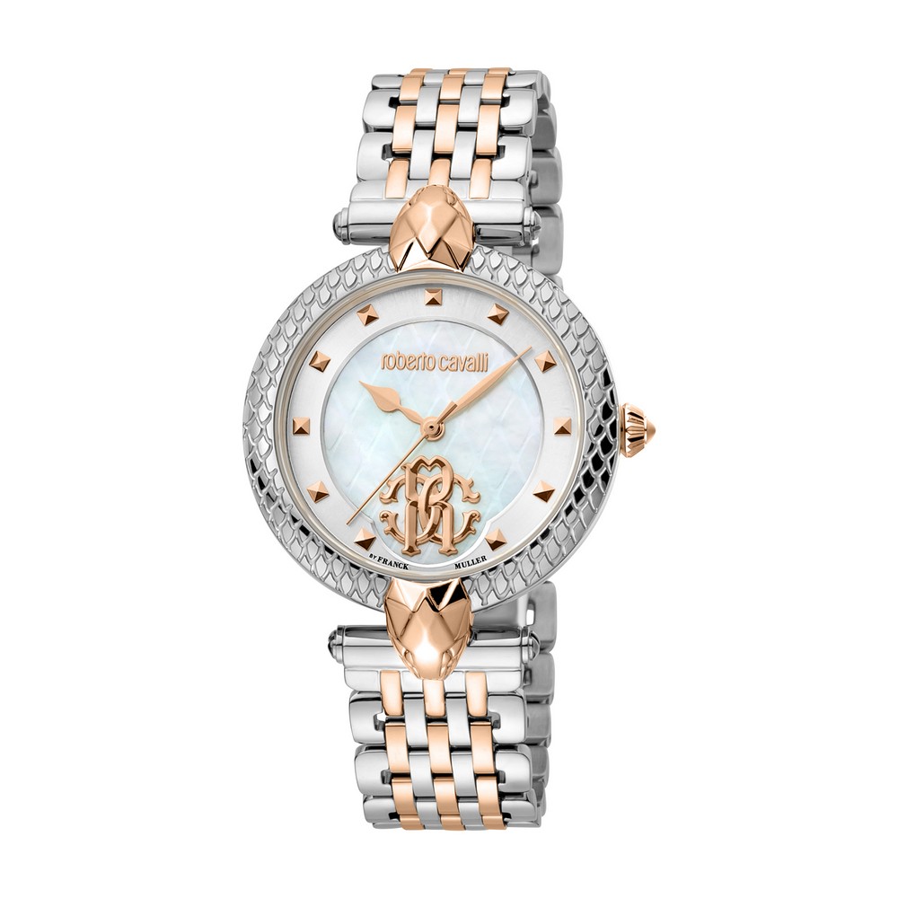 RC by FM Women Watch, Two Tone Silver & Rose Gold Color Case, White MOP Dial, Two Tone Silver & Rose Gold Color Metal Bracelet,3 Hands, 5 ATM